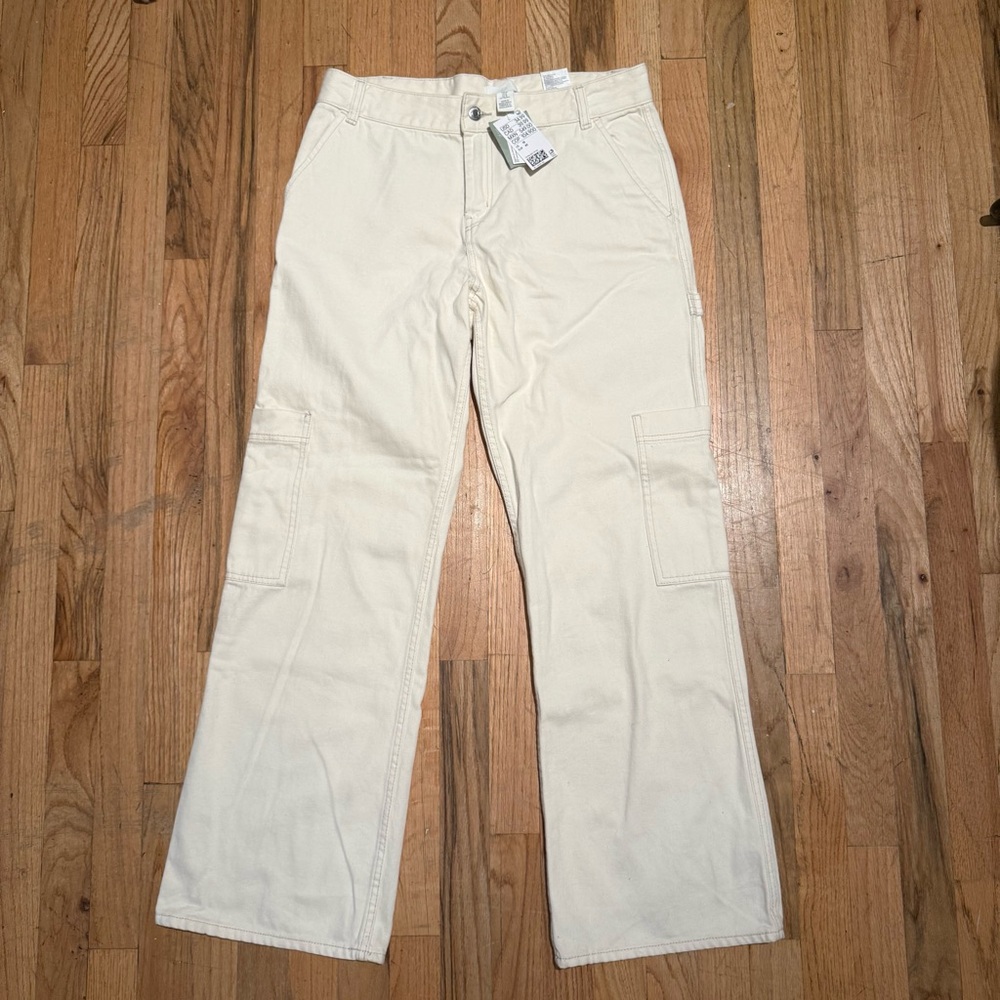H&M Cream/Off White Cargo Pants Size 10, Brand New with Tags